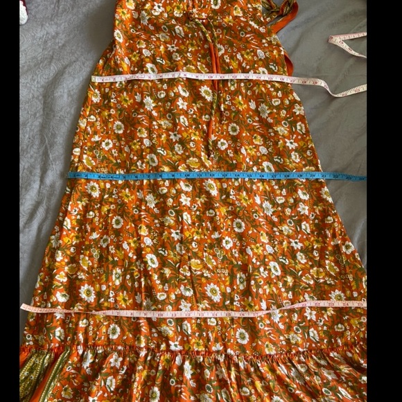 Orange Floral Bohemian Maxi Summer Dress - Picture 15 of 15
